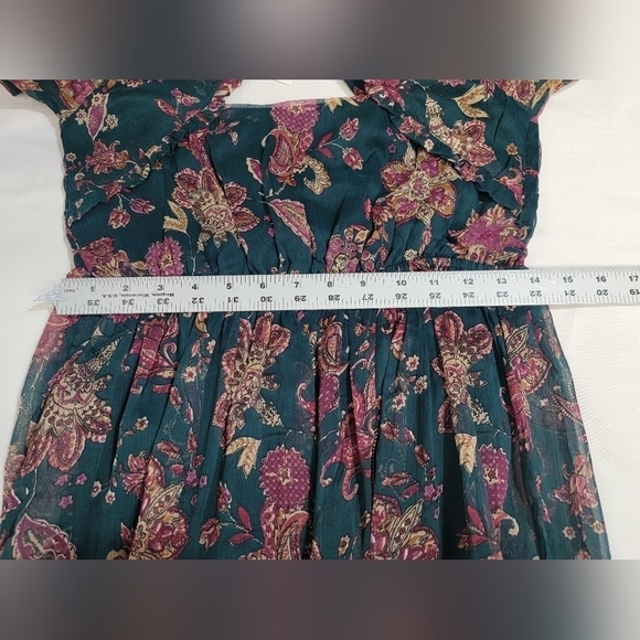 Band Of The Free Run The World Pine Paisley Empire Waist Midi Dress Size XS - Picture 7 of 13